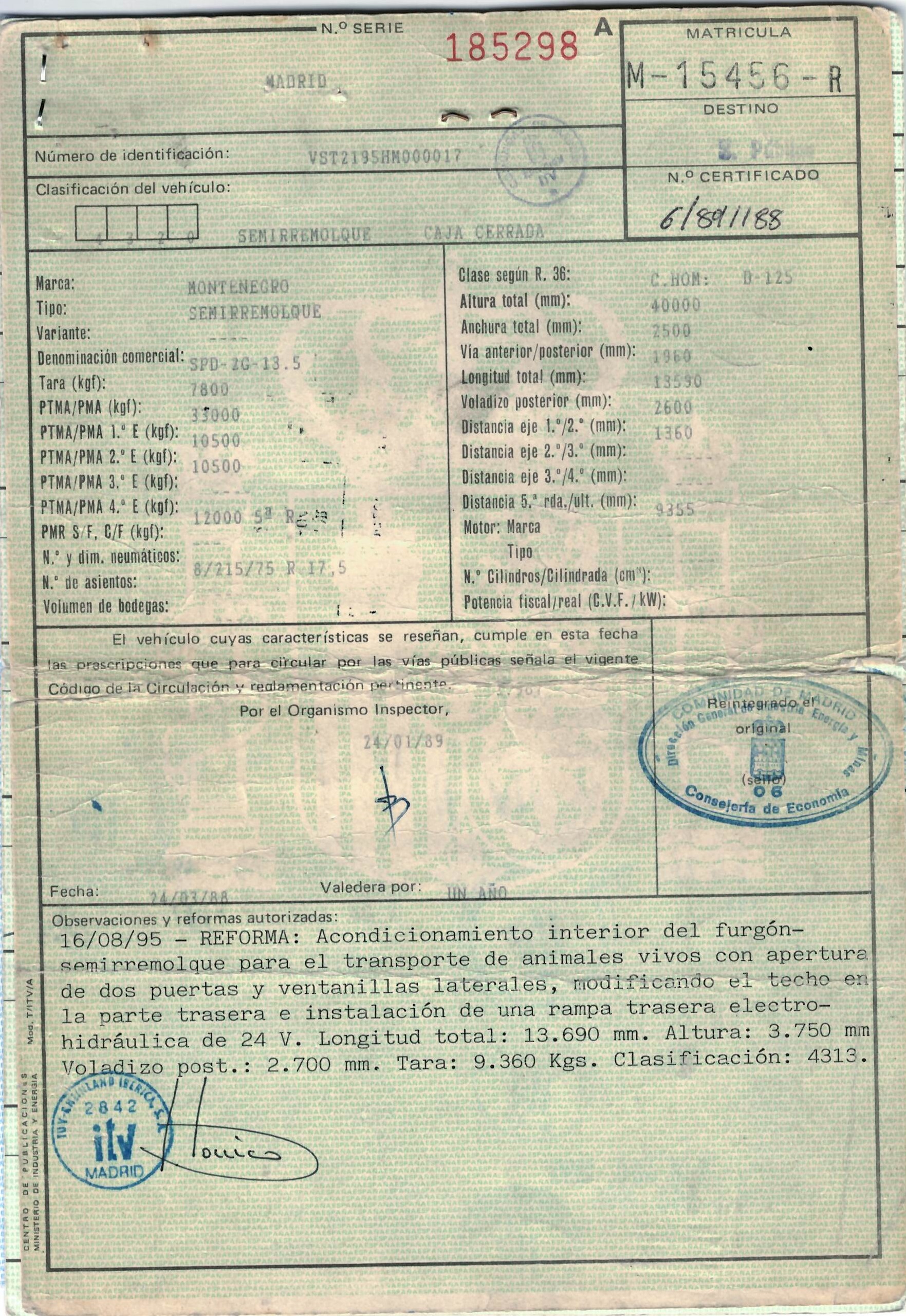 x- VENDIDO - Semirremolque para caballos Montenegro Año 1989 - Imagen 10