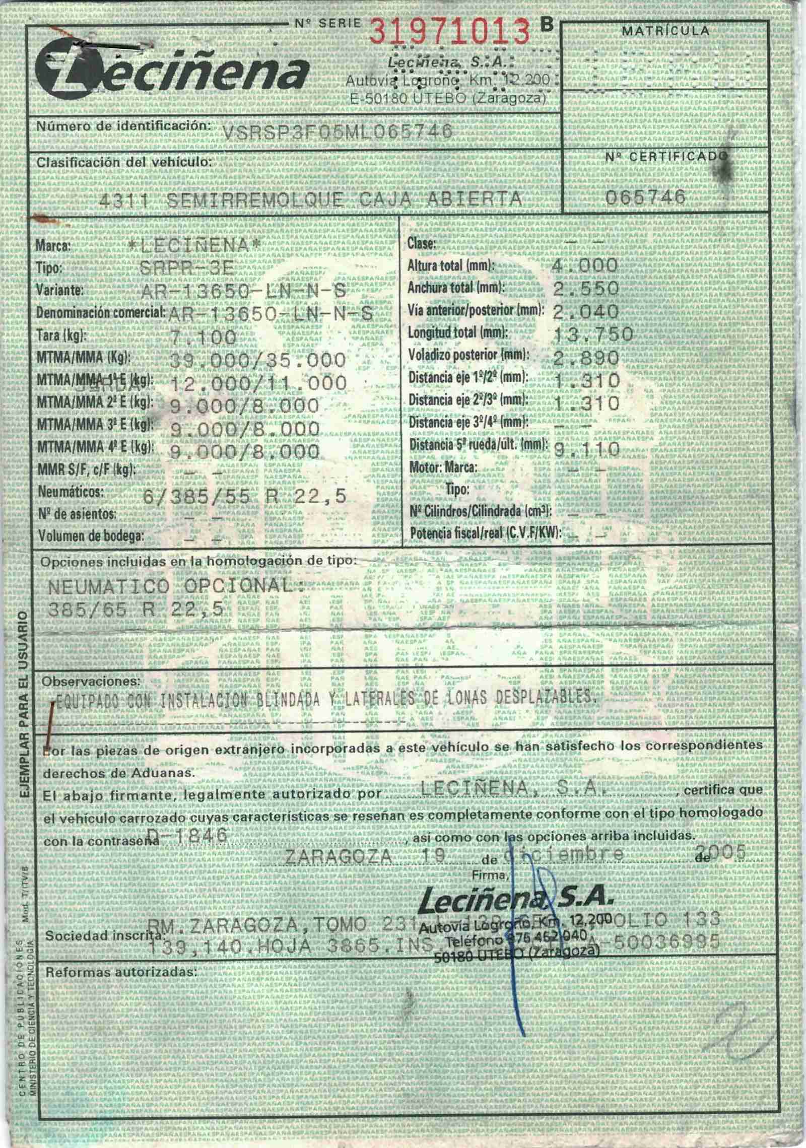 x- VENDIDO - Semirremolque tauliner Leciñena Año 2006 - Imagen 9