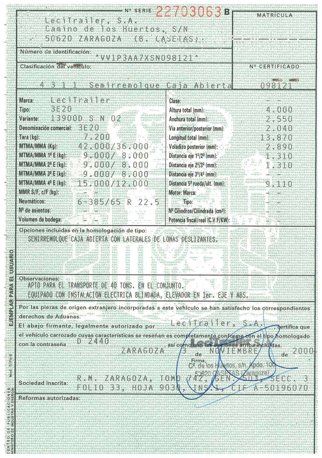 Semirremolque tauliner Lecitrailer Año 2000 - Imagen 8