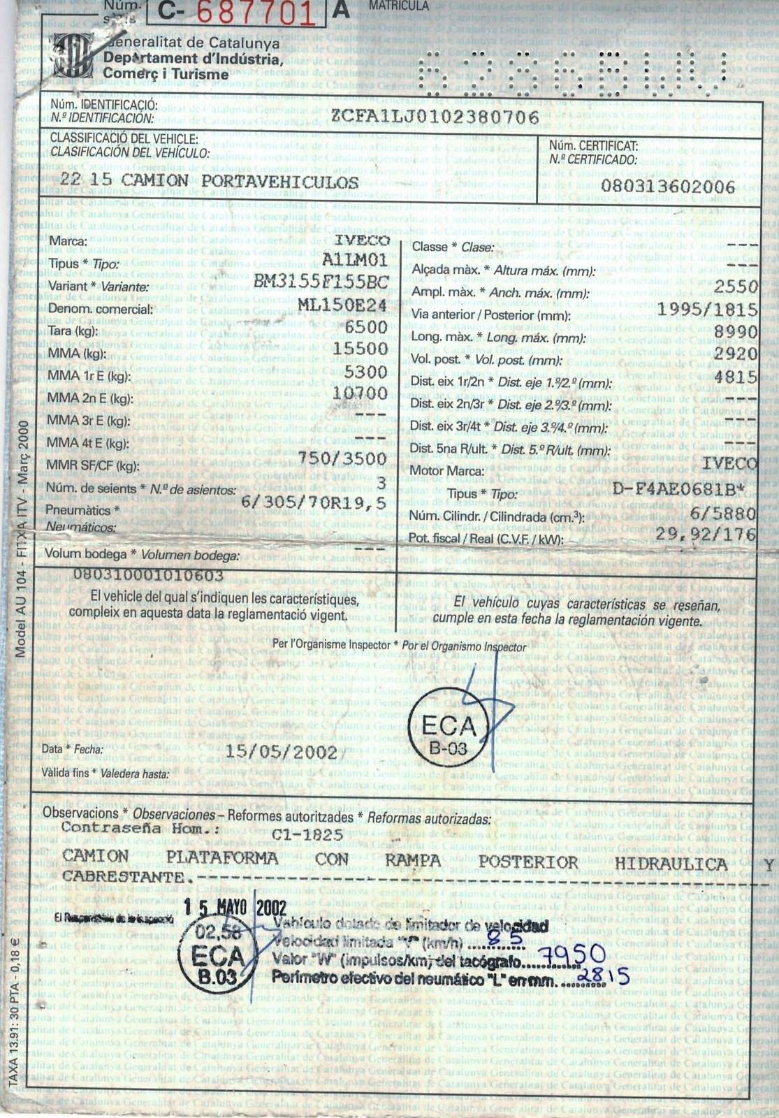 x- VENDIDO - Iveco ML150E24 portavehículos - 2002 - Imagen 22