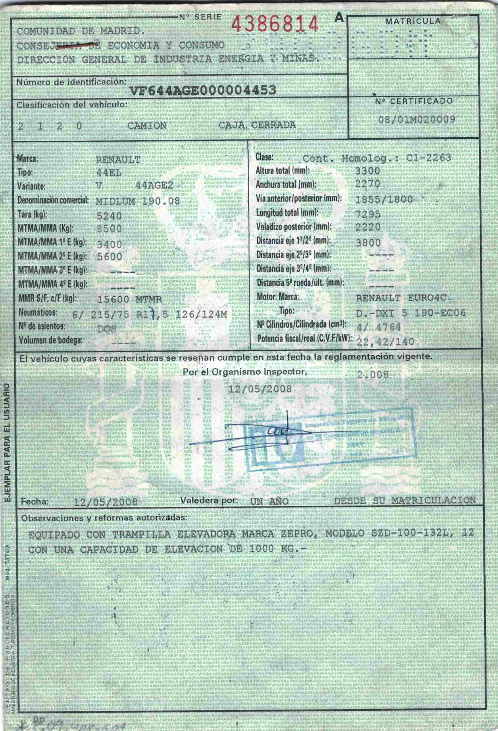 camión caja cerrada Renault