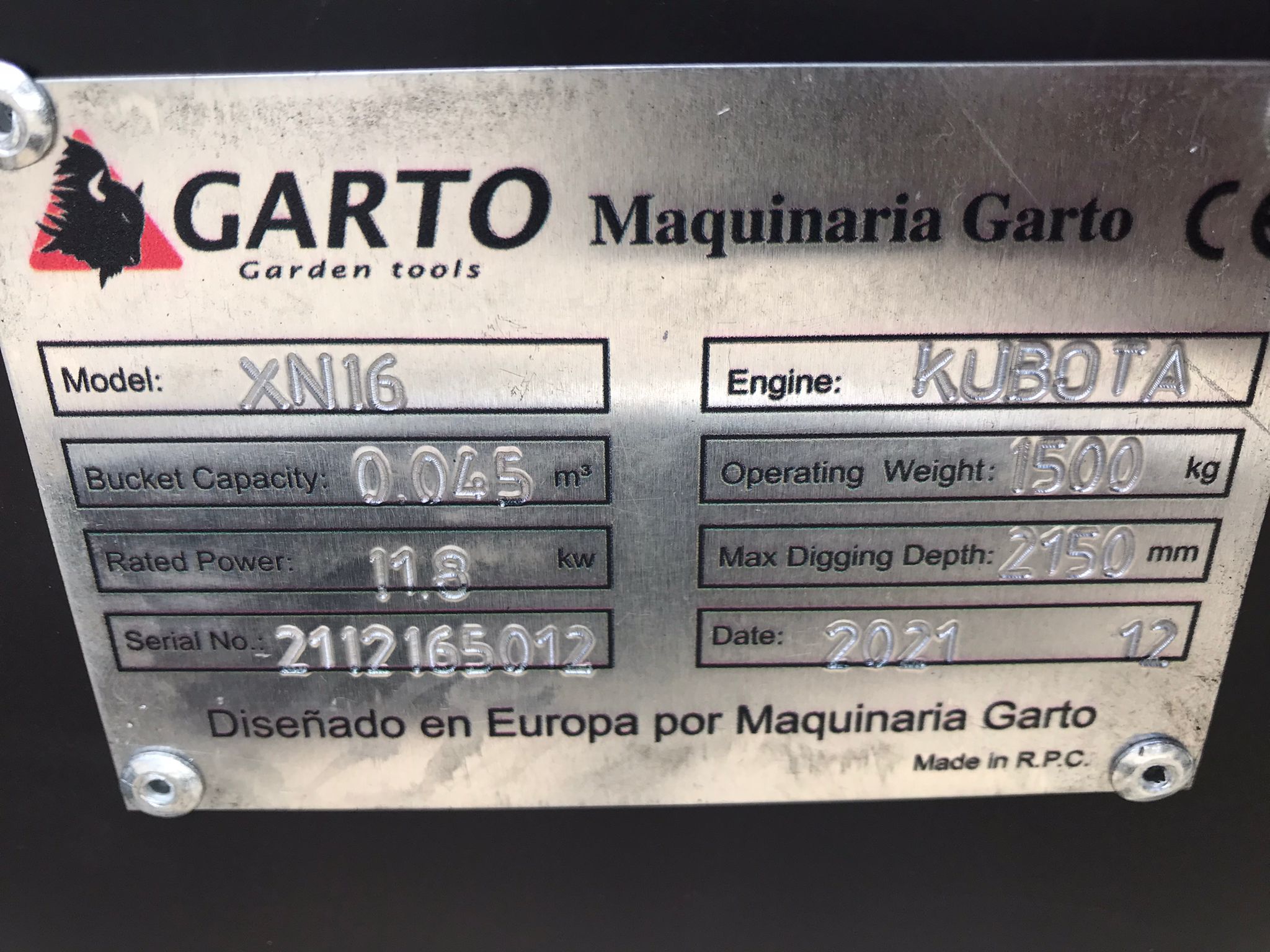 Mini retroexcavadora Garto XN16 - 2021 - Imagen 6