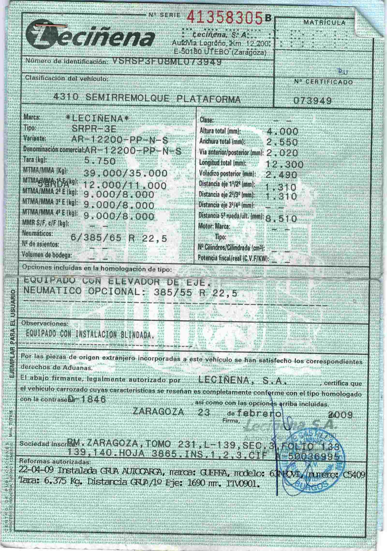 x- VENDIDO - Plataforma maderera Leciñena con grúa Año 2009 - Imagen 12