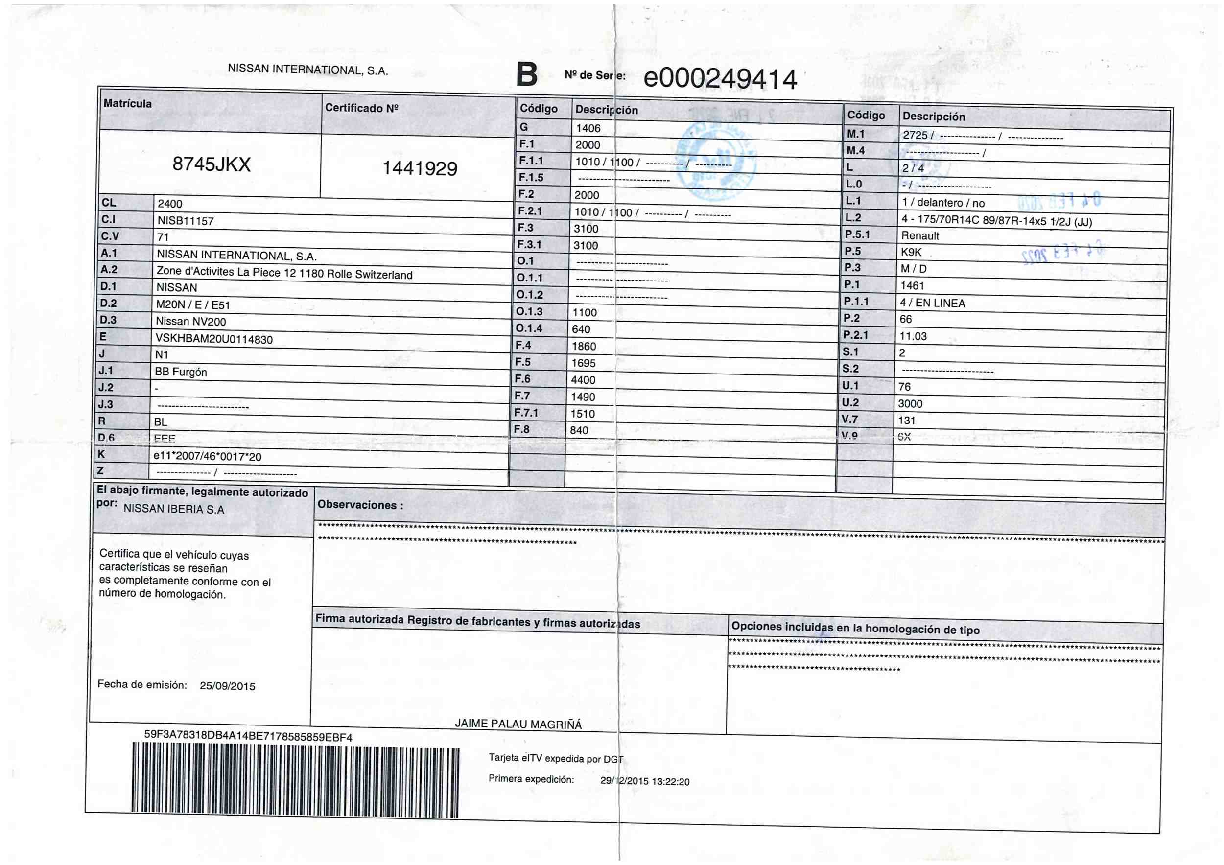 x- VENDIDO - Nissan NV200 frigorífico - 2015 - Imagen 15