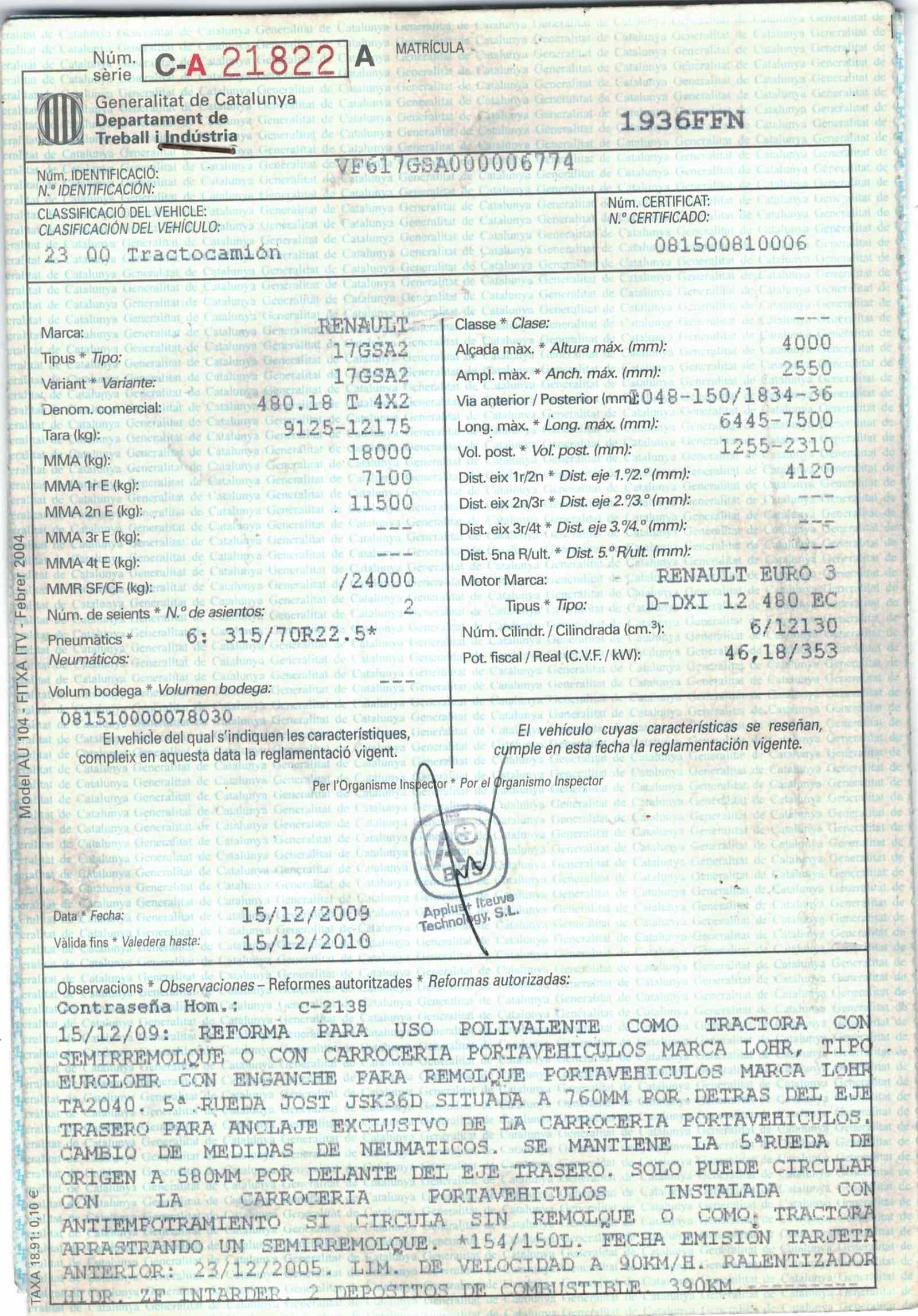 x- VENDIDO - Renault 480.18 T 4X2 - 2006 - Imagen 11