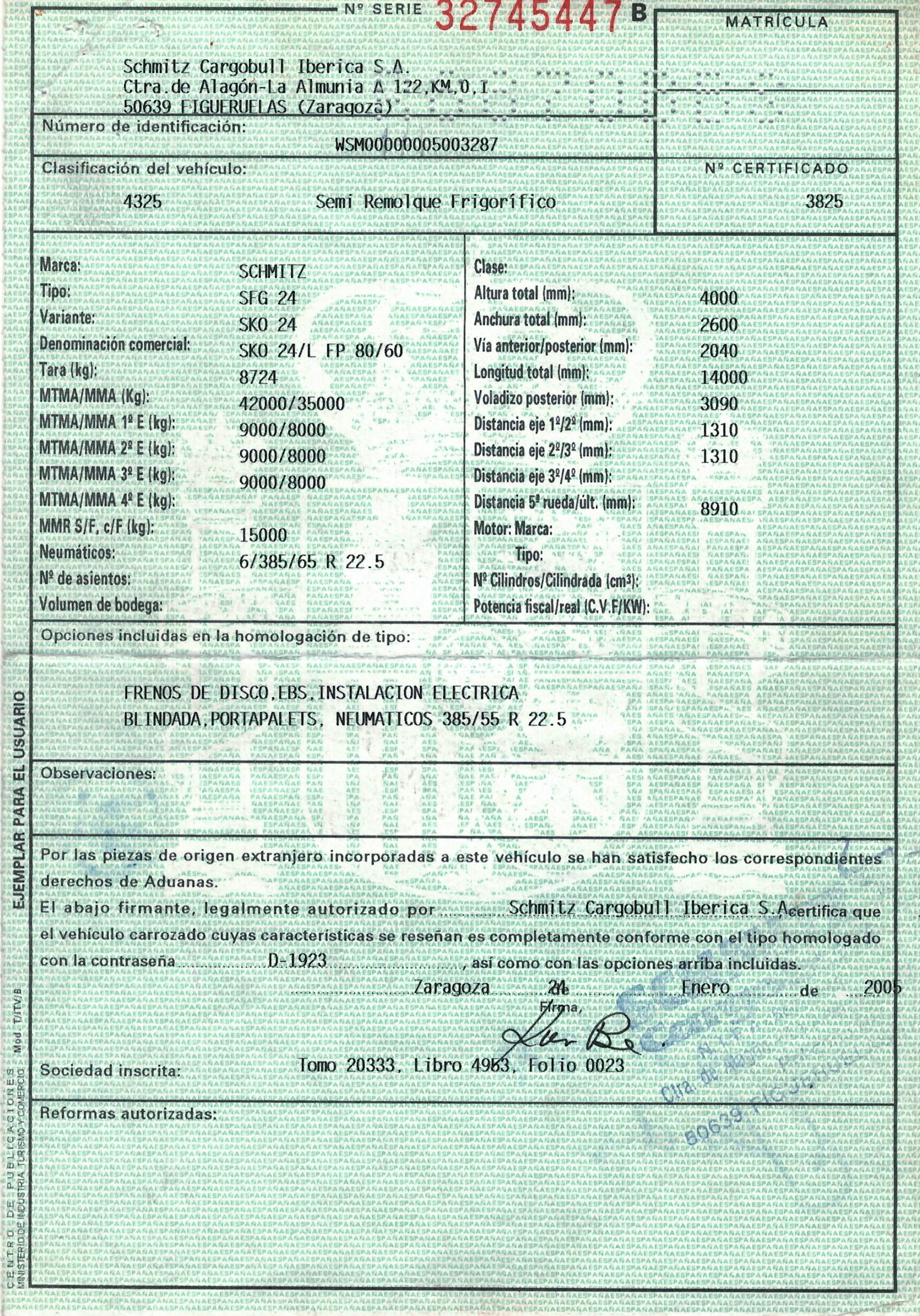 x- VENDIDO - Semirremolque frigorífico Schmitz Año 2005 - Imagen 12