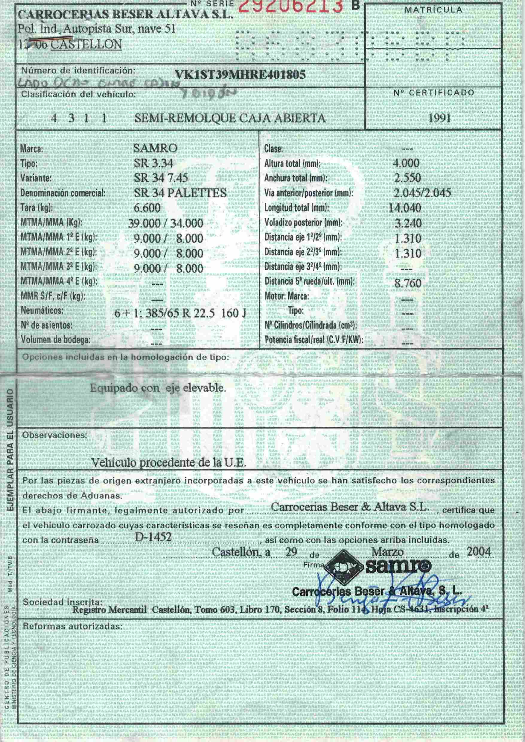 x- VENDIDO - Semirremolque tauliner Samro Año 2004 - Imagen 10