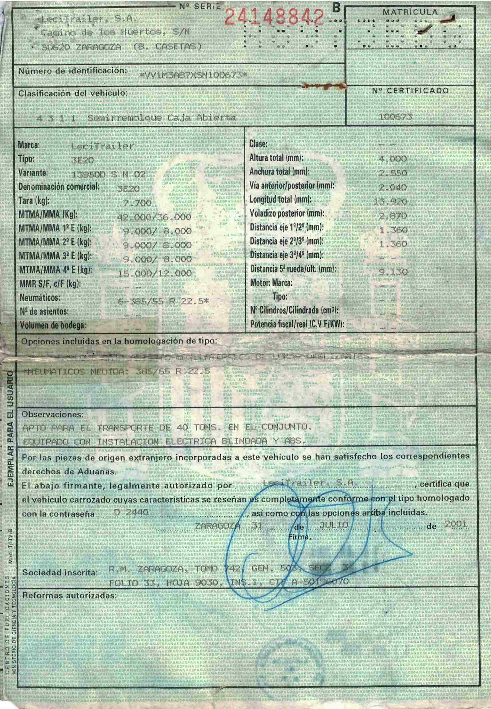 Semirremolque plataforma Lecitrailer Año 2001 - Imagen 12