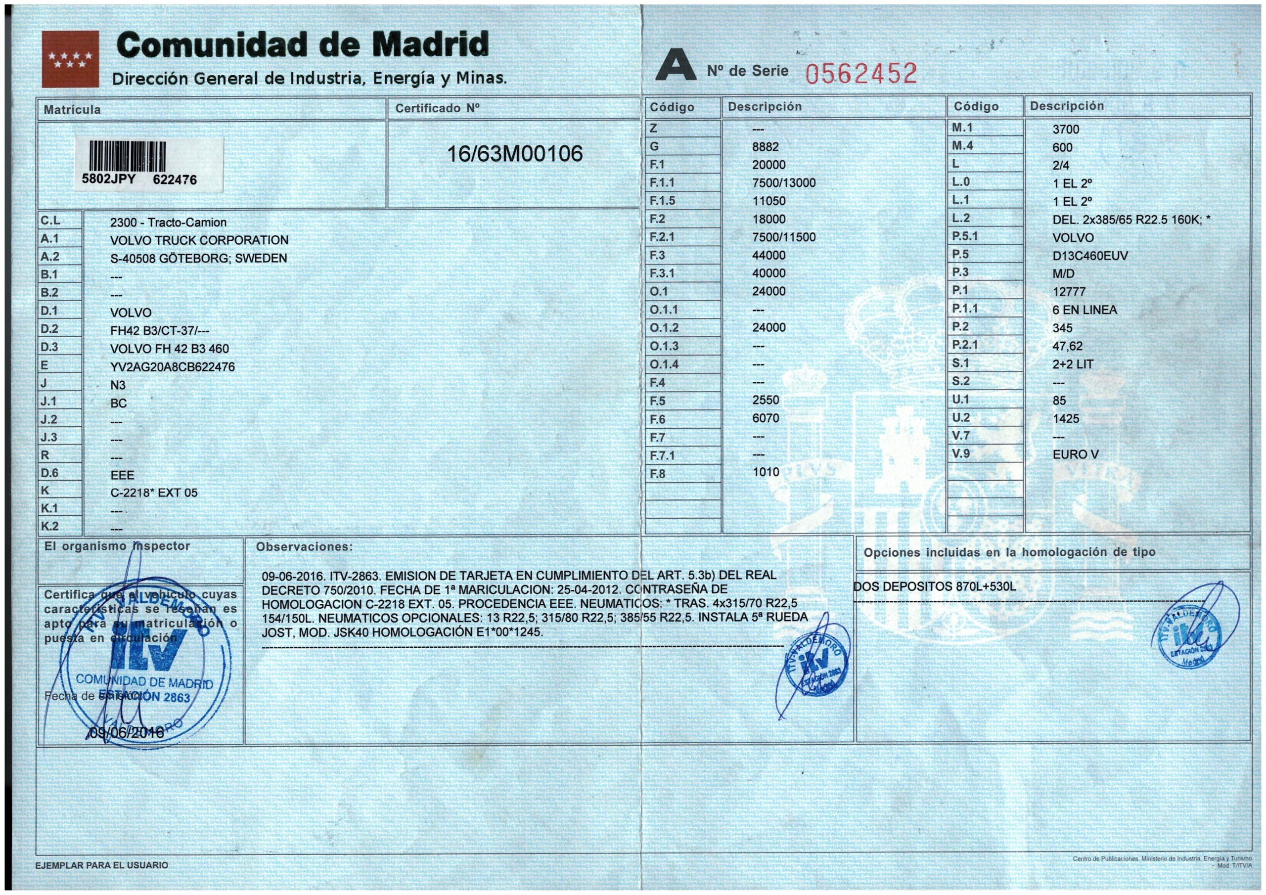 x- VENDIDO Volvo FH 42 B3 460 - 2012 - Imagen 13