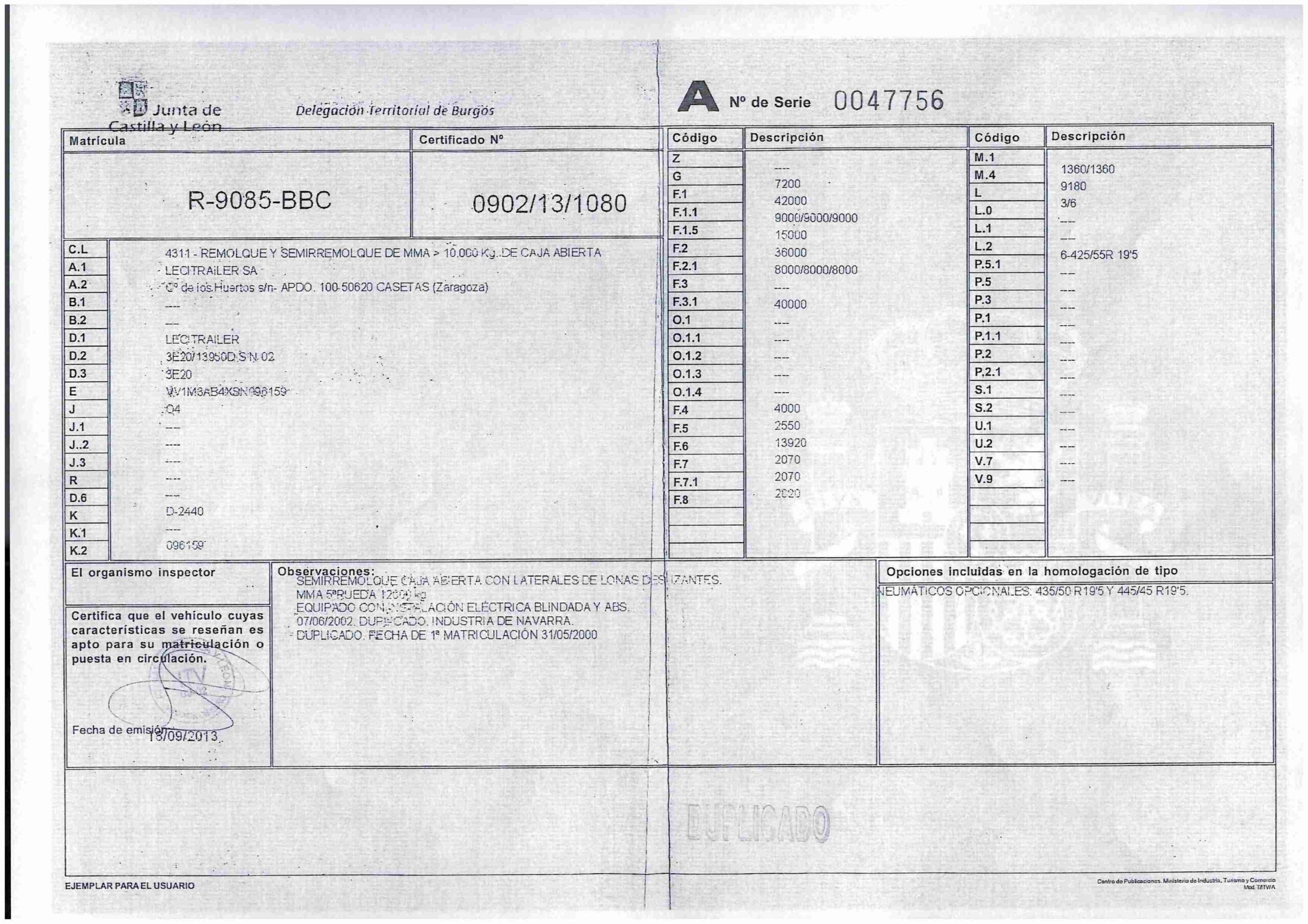 Semirremolque plataforma Lecitrailier Año 2000 - Imagen 11