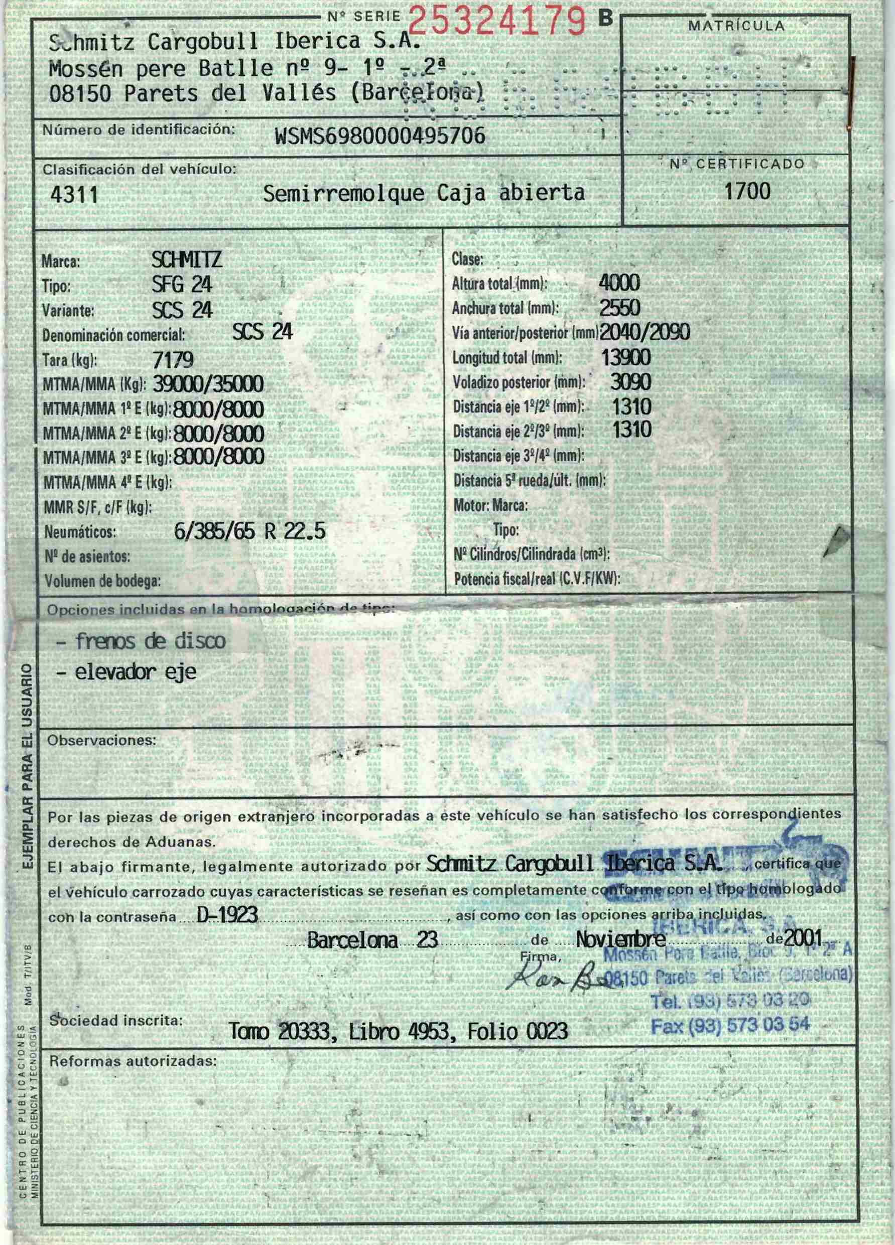 Semirremolque semitauliner Schmitz Año 2001 - Imagen 14