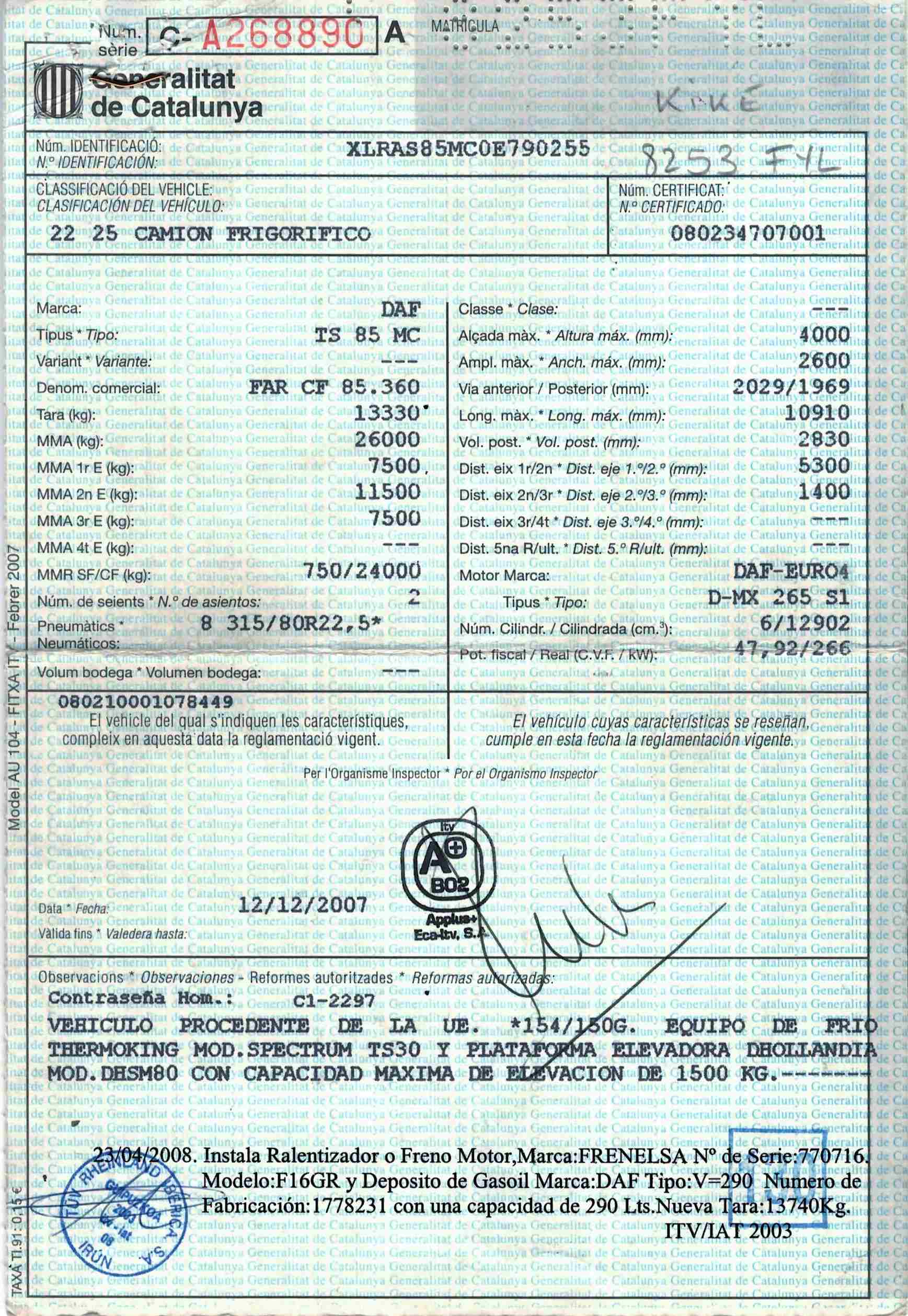 x- VENDIDO - Daf FAR CF 85.360 frigorífico - 2007 - Imagen 20