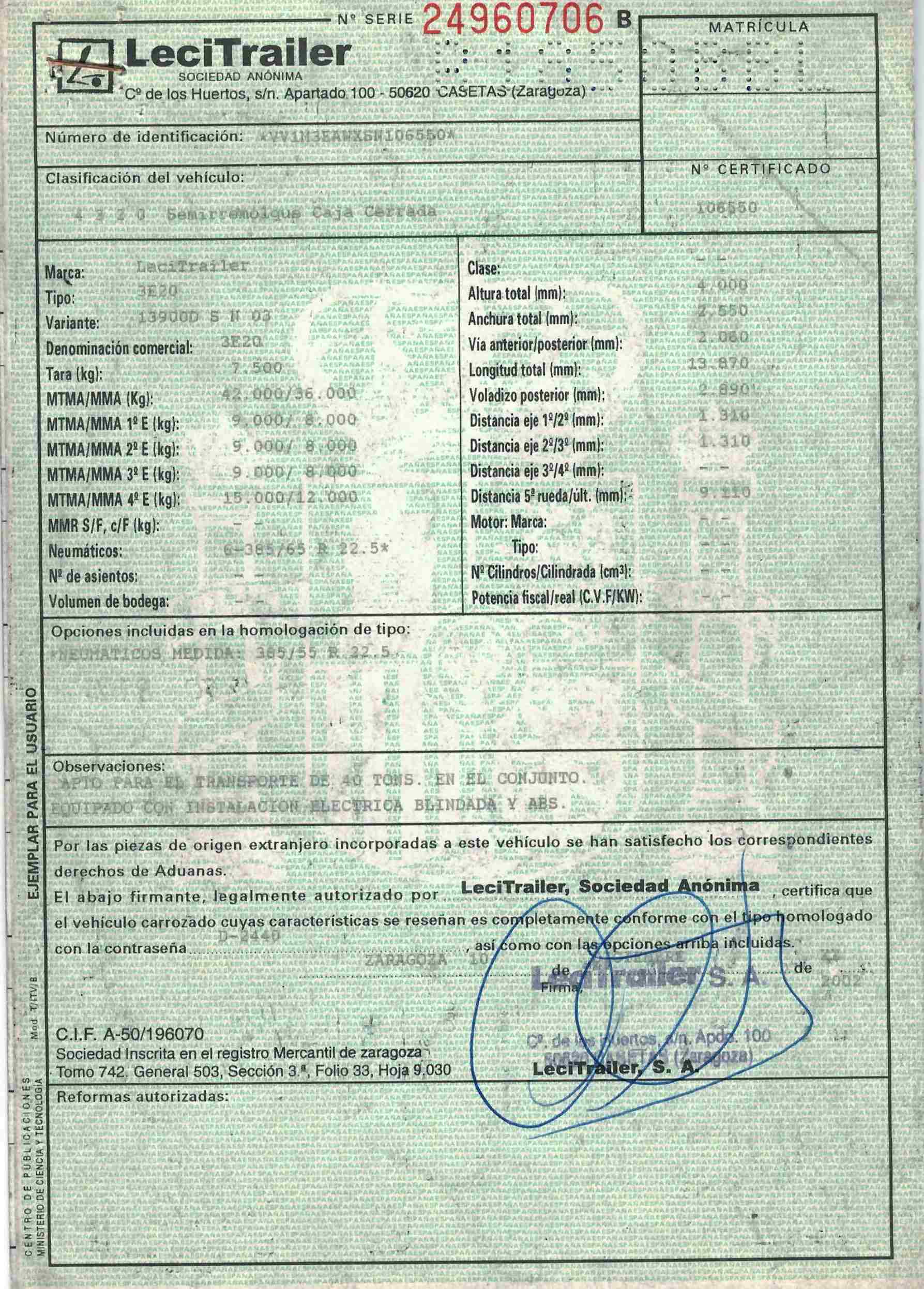 x- VENDIDO - Semirremolque caja cerrada Lecitrailer Año 2002 - Imagen 9