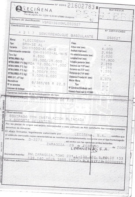 x- VENDIDO - Bañera basculante de aluminio Leciñena - 2001 - Imagen 12