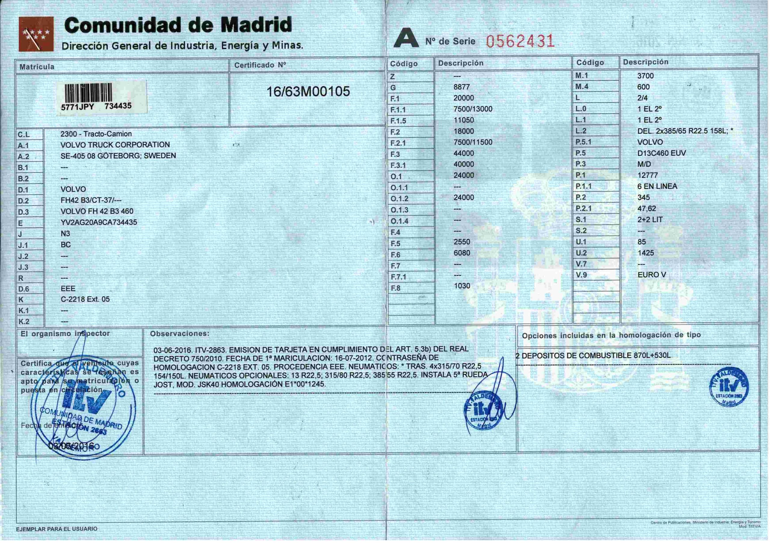 x- VENDIDO Volvo FH 42 B3 460 - 07/2012 - Imagen 13