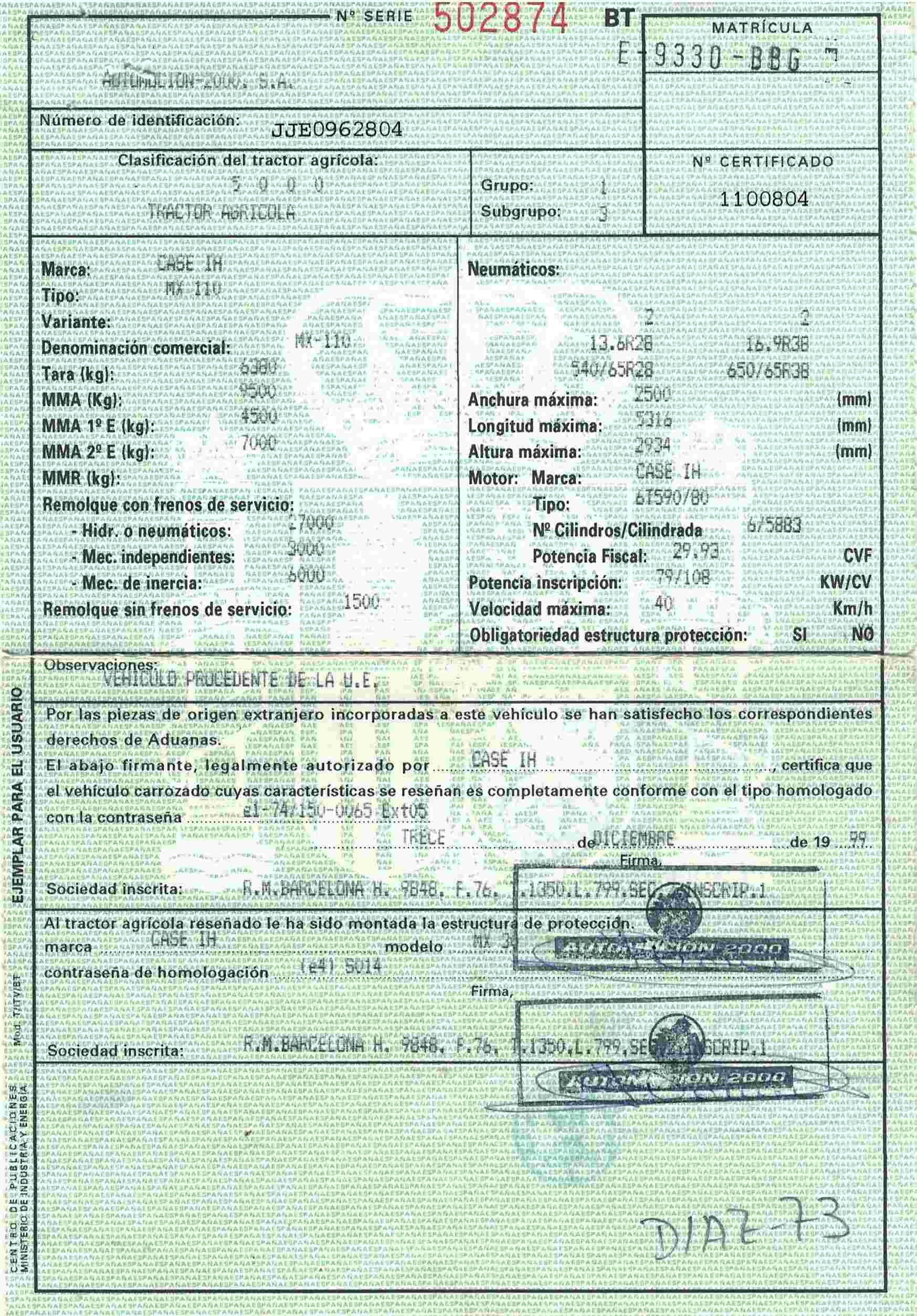 Tractor agrícola Case MX-110 Año 2000 - Imagen 14