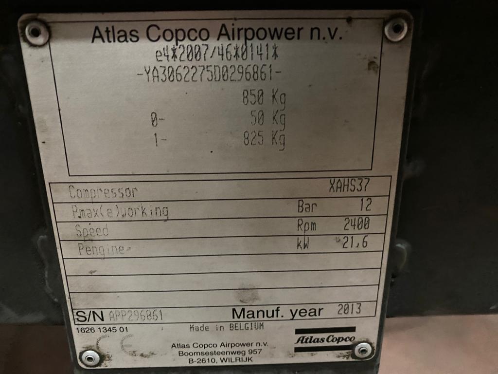 x- VENDIDO - Compresor de aire Atlas Copco XAHS 37 Año 2013 - Imagen 11