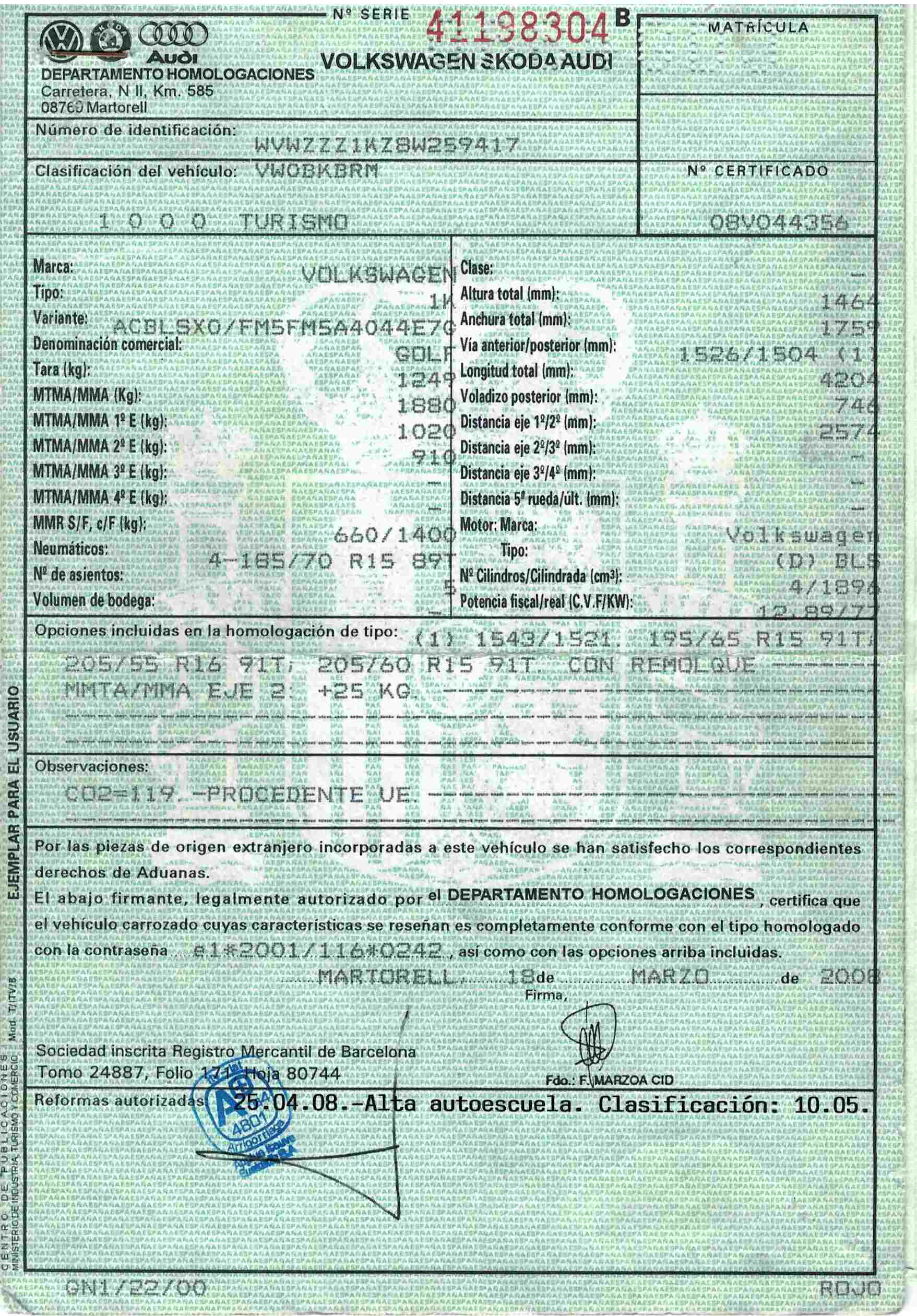 x- VENDIDO - Volkswagen Golf autoescuela 1.9 tdi - 2008 - Imagen 12