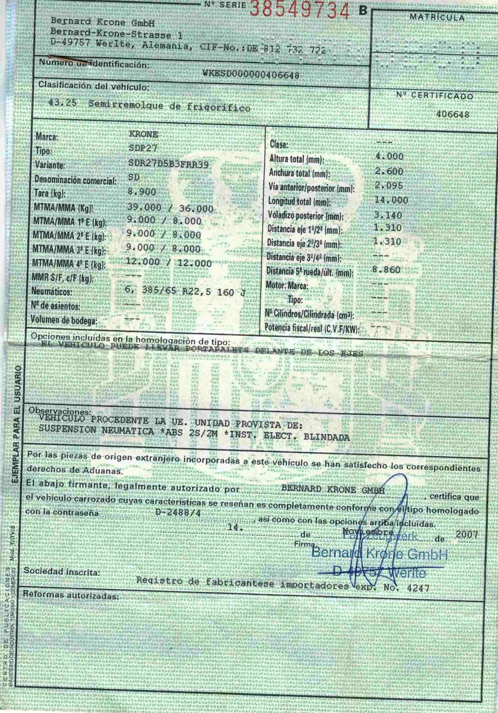x- VENDIDO - Semirremolque frigorífico Krone Año 2007 - Imagen 16