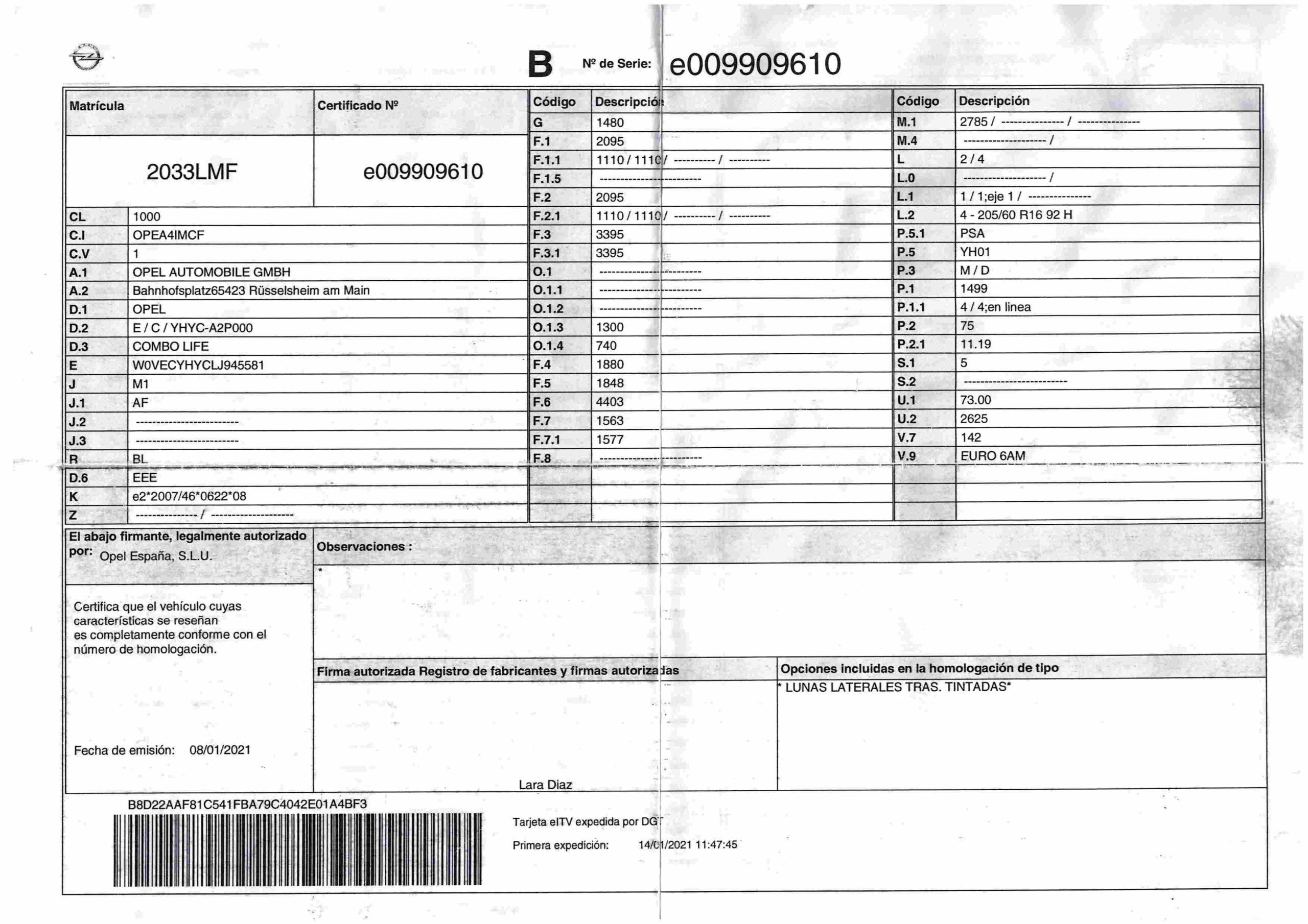 x- VENDIDO - Opel Combo Life - 2021 - Imagen 16