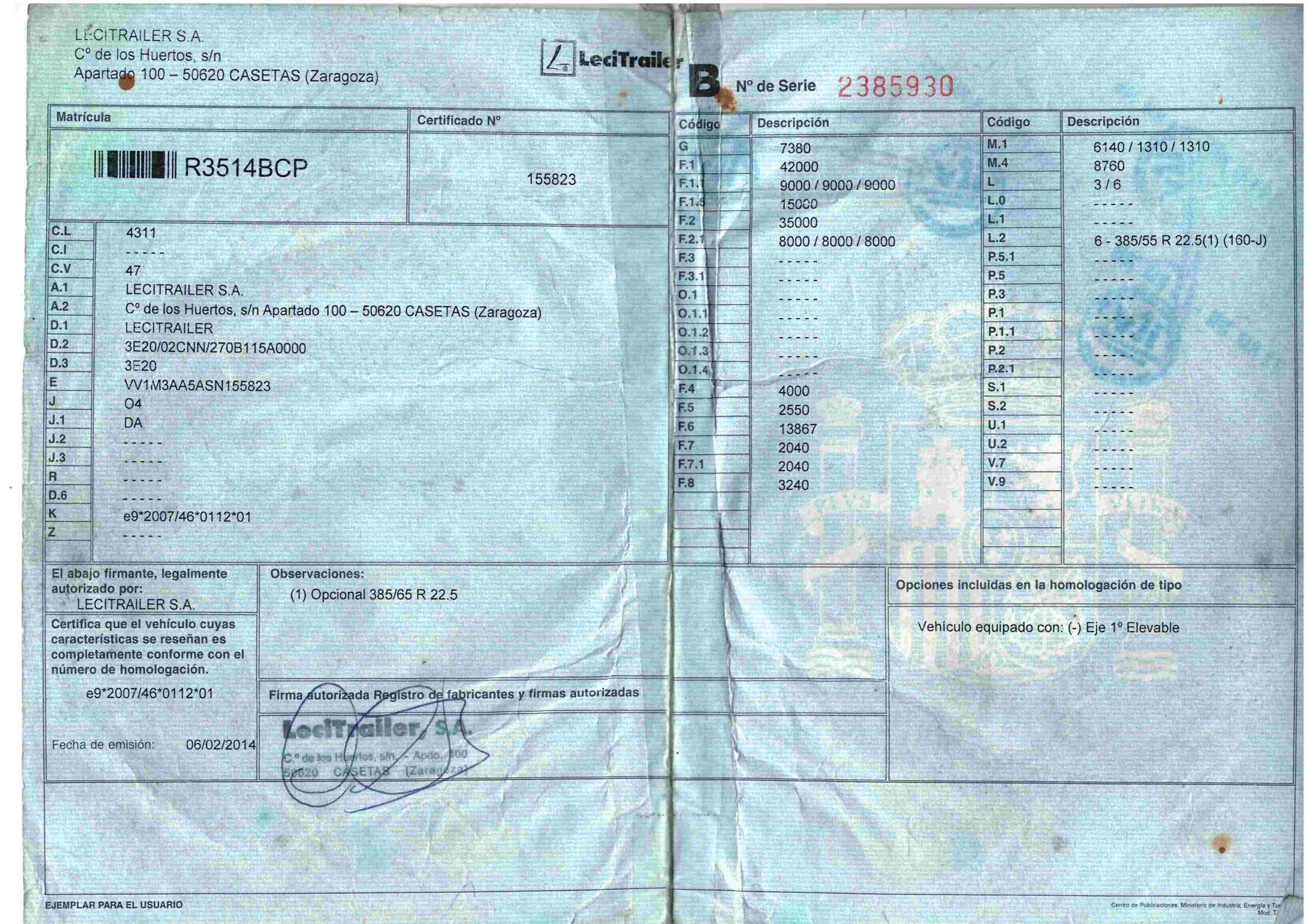 x- VENDIDO - Semirremolque tauliner Lecitrailer Año 2014 2 - Imagen 9