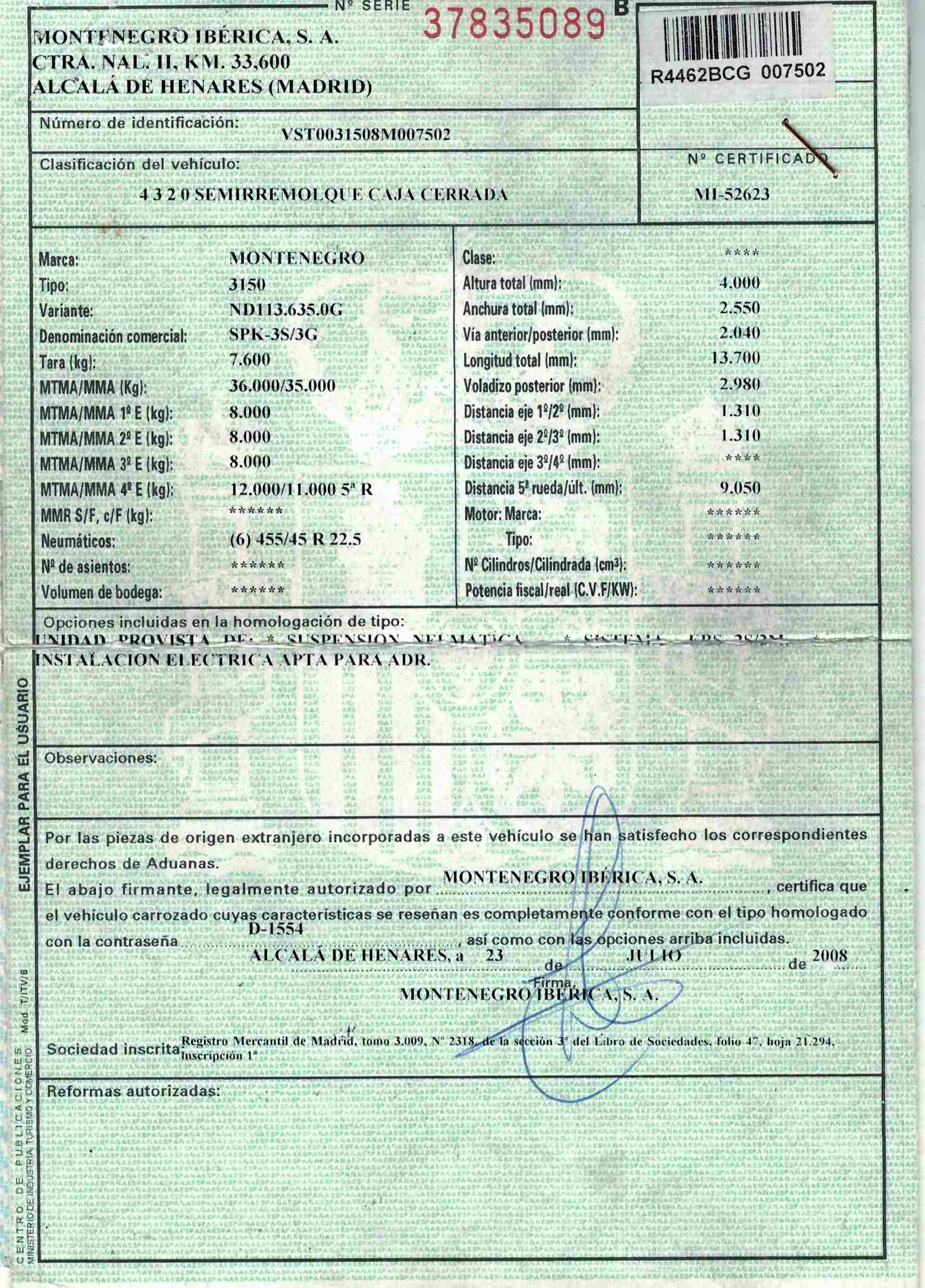 x- VENDIDO - Semirremolque caja cerrada Montenegro Año 2008 - Imagen 12
