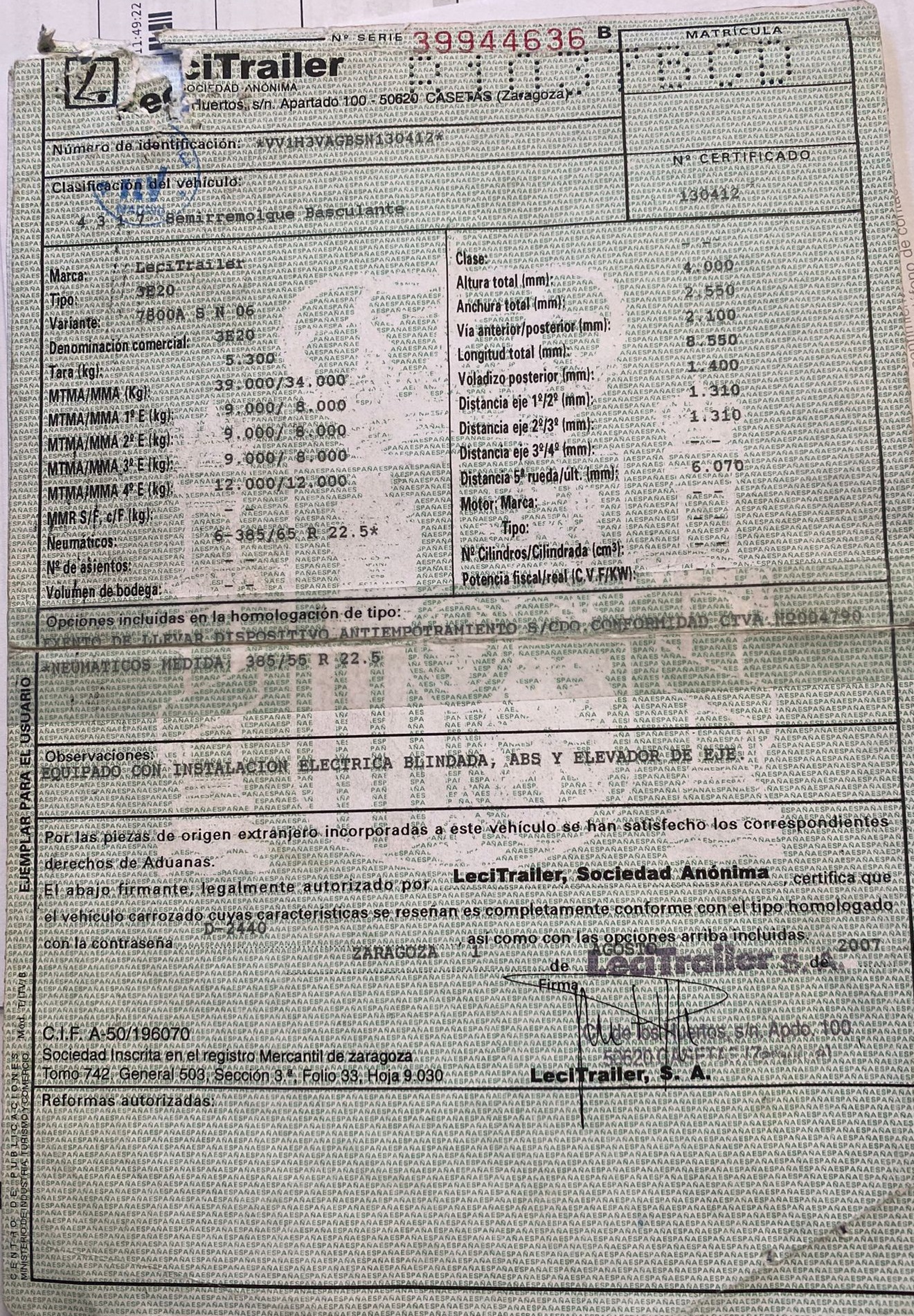 x- VENDIDO - Bañera basculante de aluminio Lecitrailer - 2007 - Imagen 13