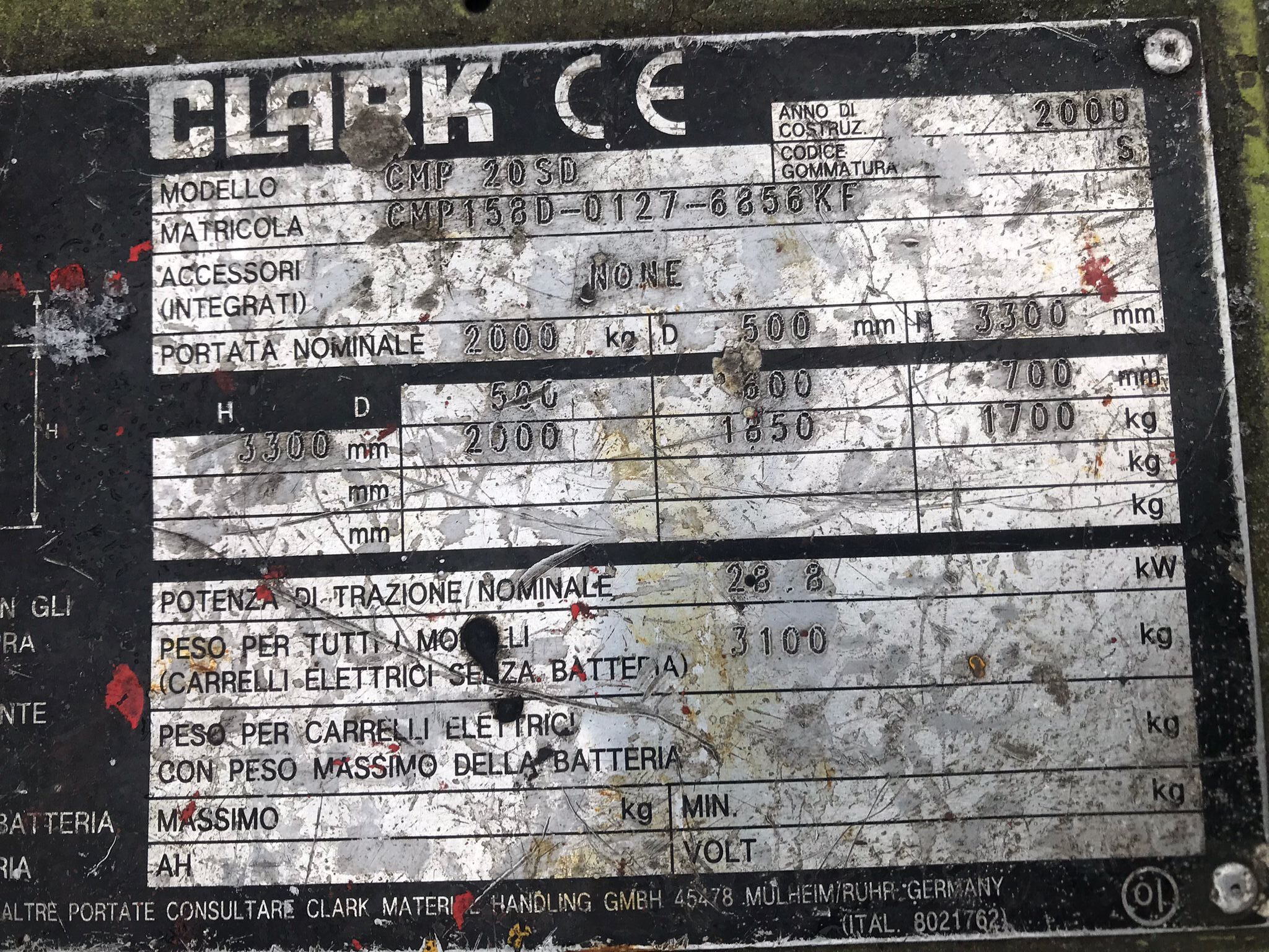 x- VENDIDO - Carretilla elevadora diésel Clark CMP 20SD Año 2000 - Imagen 15