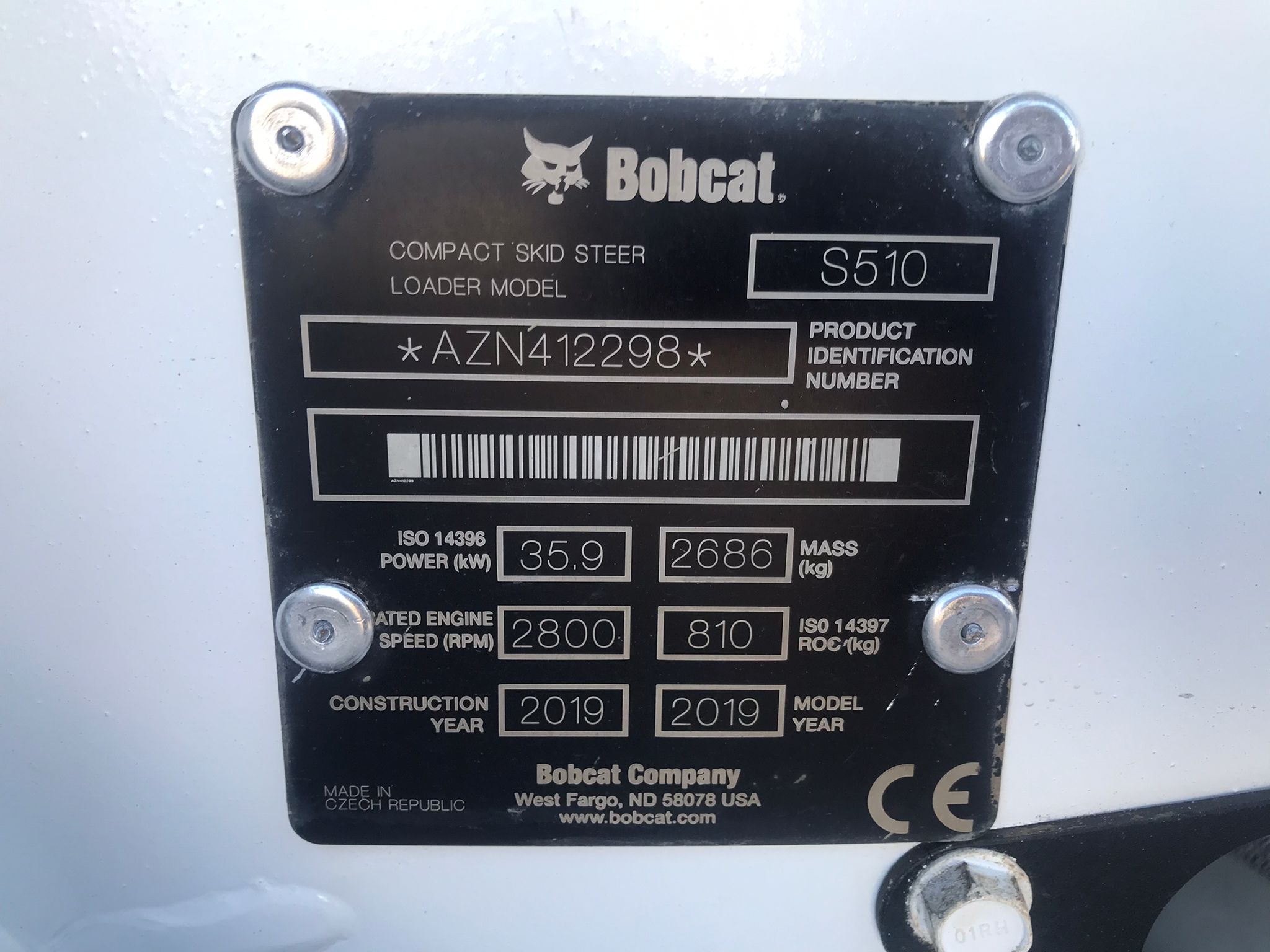 Características técnicas Bobcat S510