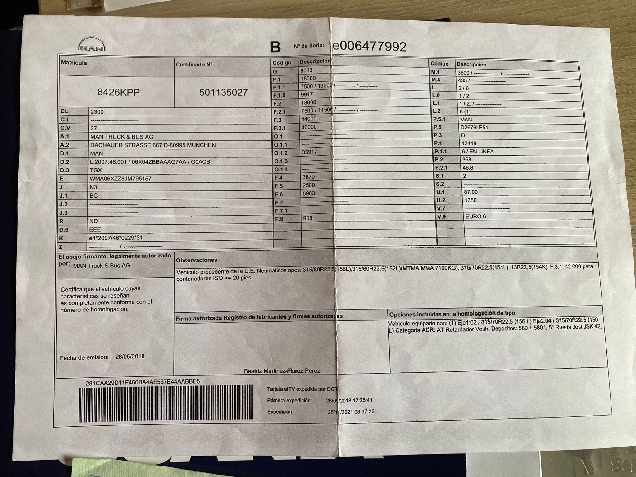 Ficha técnica MAN TGX 500