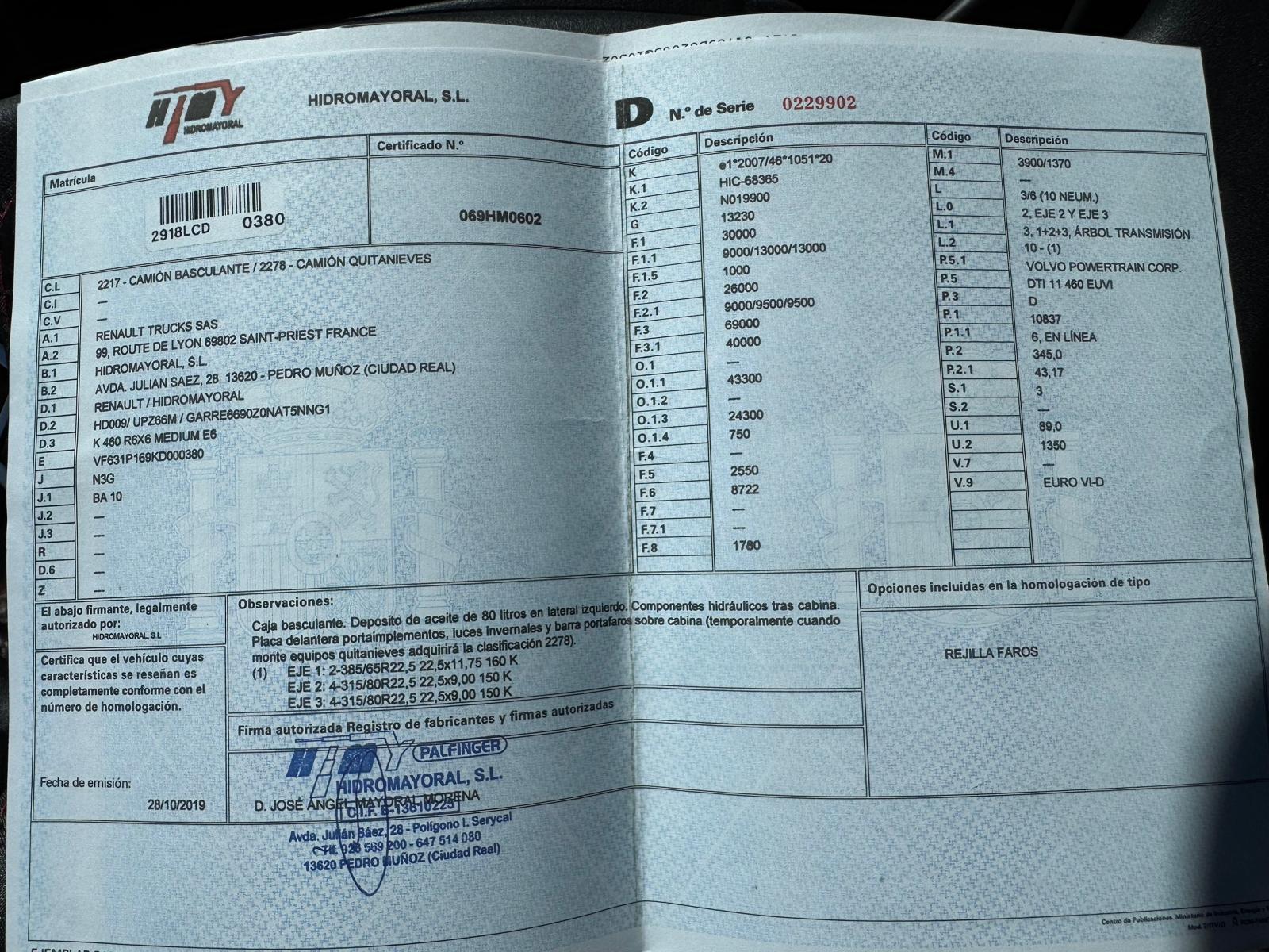 Renault K 460 R6x6 MEDIUM E6 quitanieves esparcidor sal - 10/2019 - Imagen 19